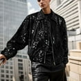 thumbnail image 2 of Men's Stagewear Performance Peplum Casual Jacket Coat with Sequins Lapel Long Sleeve Outerwear, 2 of 5