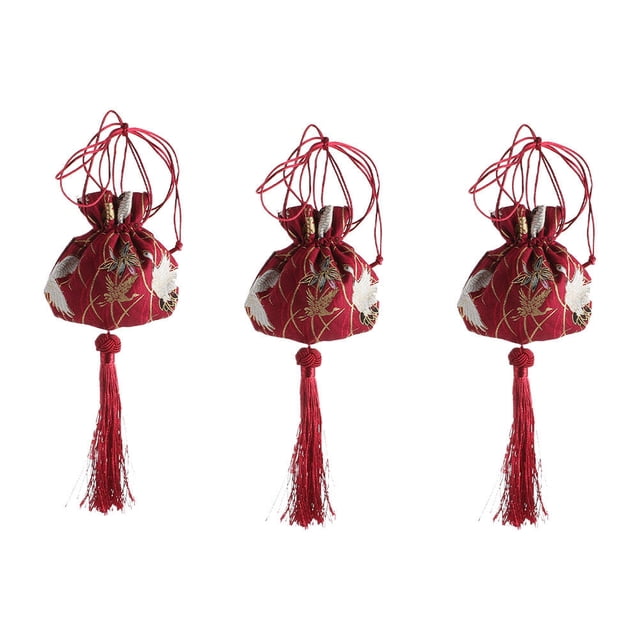 BRIGHTFUFU 3pcs Chinese Sachet Holder Decorative Portable Pouch For Festivals Birthdays Weddings Cloth Use Gifting