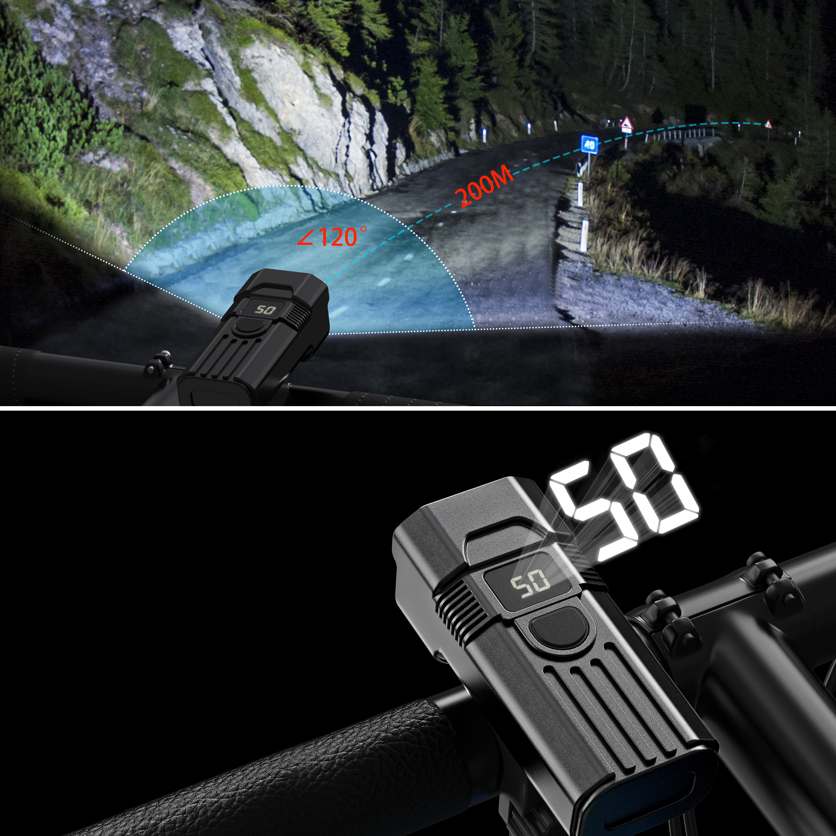 Sentryse USB Rechargeable Bike Light Set, 2000LM photo 4