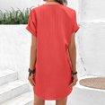 thumbnail image 5 of Sakmal Summer Dresses for Women 2025 Shift Mini V Neck Short Sleeve Red Ribbed Dresses ,Sizes S-2XL, 5 of 9