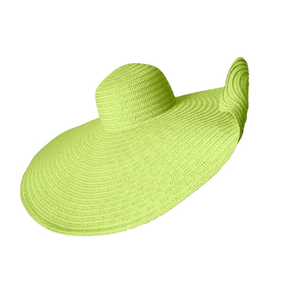 Women Hat 25cm Wide Brim - Sun Protection & Fashionable Solid Color Beach Hat - Summer Accessory