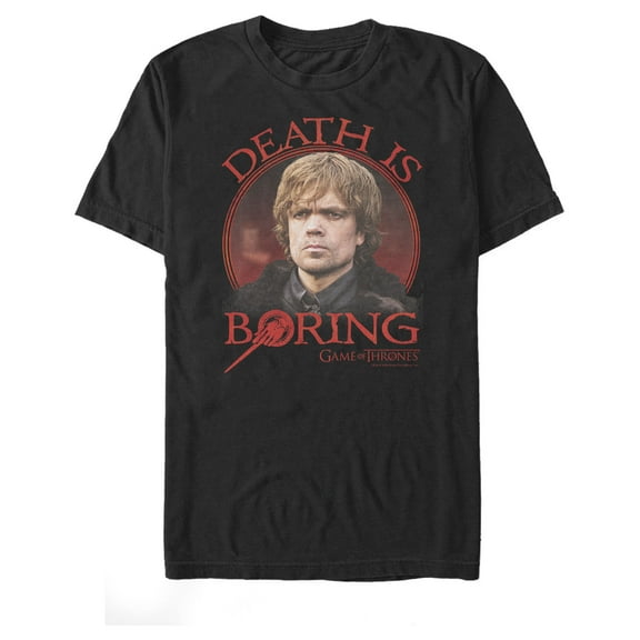 Men's Game of Thrones Tyrion Death is Boring  Graphic Tee Black Medium