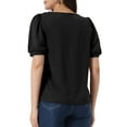 thumbnail image 3 of Blusa de manga corta con volantes y escote en V asimétrico de INSPIRE CHIC para mujer XS Negro, 3 of 6