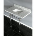 thumbnail image 2 of Kingston Brass KVPB36MASQ6 Templeton 36" Carrara Marble Vanity Top with Acrylic Legs (8-Inch, 3-Hole), Carrara Marble White/Polished Nickel, 2 of 7