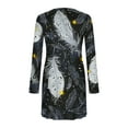 thumbnail image 4 of Maqroz Long Dresses for Women Casual Plus Size V Neck Ribbed Knit Dresses Floral Printed A-Line Hem Flare Sleeves Stretchy Mini Dress Spring Sundress Fashion Outfits Gray S, 4 of 5