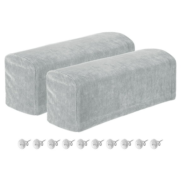2Pack Stretch Armrest Covers, Chenille Armchair Slipcovers, Silver