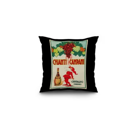 Chianti Campani Vintage Poster Italy c. 1955 (16x16 Spun Polyester Pillow, Black
