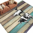 thumbnail image 2 of Farmhouse Animals Area Rug 5x7 FT, Non Slip Bedroom Throw Carpet, Vintage Wood Country Cow Pig Chicken Washable Soft Floor Carpet Non-Shedding Rug for Dining Room Bedside Classroom Desk, 2 of 9