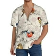 thumbnail image 3 of Haiem Little Birds Men's Casual Shirts Short Sleeve Button Down Shirts Fashion Textured Summer Beach Shirt-Small, 3 of 7