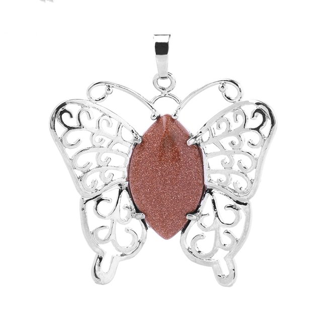 Pendentifs Forme d'Il de Cheval Pierre Naturelle Quartz pour Femmes Collier Bijoux