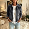 thumbnail image 2 of Edvintorg Denim Jacket for Women Fashion Long Sleeve Casual Loose Zip Up Jean Coat with Pockets Clothes for Women Black M, 2 of 7
