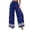 Blue, variant on Women's Wide Leg Pants Loose High Waisted Bohemian Print Lace Up Vacation Summer Beach