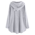 thumbnail image 5 of gakvbuo Fleece Jacket For Women Cat Hoodie With Ears&Button Down Pullover Hoodie Fleece Hooded Sweatshirt Cat Ear Irregular Plush Solid Long Sleeve Warm Winter Oversized Outwear With Pocket, 5 of 6