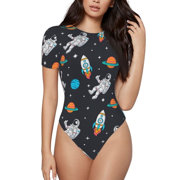 Balery Space Body de cuello redondo de manga corta para mujer Tops de manga corta Tops básicos-XX-Large