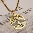 thumbnail image 3 of HZMAN Stainless Steel Gold Silver Tree of Life Serenity Prayer Necklace Pendant Zircon Inlaid for Men Women Jewelry Gift (Gold), 3 of 7