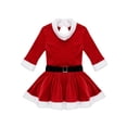 thumbnail image 4 of iEFiEL Kids Girls Christmas Miss Santa Costume Velvet Figure Skating Dance Leotard Dress, 4 of 7