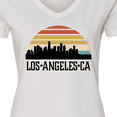 thumbnail image 4 of Inktastic Los Angeles California Skyline Retro Women's V-Neck T-Shirt, 4 of 5
