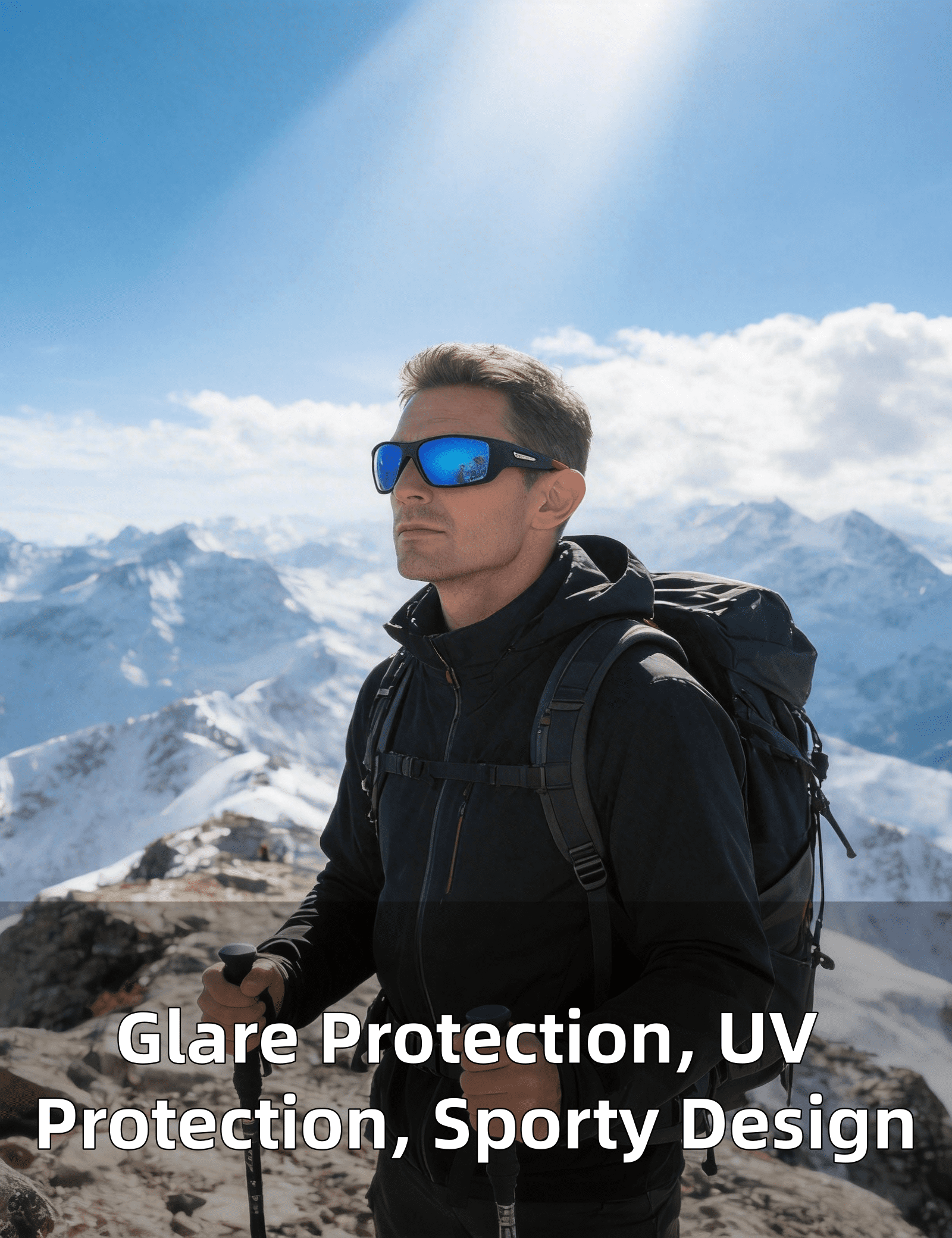 PUKCLAR Polarized Sports Sunglasses for Men Women Driving Sunglasses Cycling Running Fishing Golf Goggles Unbreakable Frame