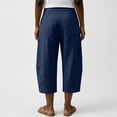 thumbnail image 5 of Migroa Women's Barrel Sweatpants Loose Fit Lounge Pants Womens Linen Baggy Harem Pants Wide Leg Lounge Drawstring Barrel Pants Casual Beach Trousers with Pockets Navy M, 5 of 6