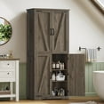 thumbnail image 3 of Storage Cabinet, Kitchen Cabinet with Adjustable Shelves, Pantry Cabinets with Barn Doors, Freestanding Cupboard for Kitchen, Dining Room, Living Room, Dark Walnut, 3 of 16
