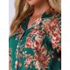 thumbnail image 5 of Conjunto de pijama de satén para mujer INSPIRE CHIC, top de seda con mangas cortas y pantalones, 2 piezas, pijamas XS verde-naranja, 5 of 6