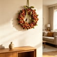thumbnail image 4 of Bcylexb Artificial Fall Hydrangea Wreath, 13.8" Flower Wreaths with Olive Green Ribbon Autumn Floral Front Door Wreath for Farmhouse Home Window Decor, 4 of 9