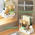 thumbnail image 4 of Sink Organiser Kitchen Organiser With Dish Cloth Holder Sink Caddy Tidy Rack Organiser For Storage Kitchen Sink Accessories Sponge Scrubber Brush Dish, 4 of 4