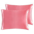 thumbnail image 4 of ANMINY Satin Pillowcase Set of 2 Standard Silk Bedding Pillowcases 26" x 20" Pillow Cover, Pink, 4 of 5