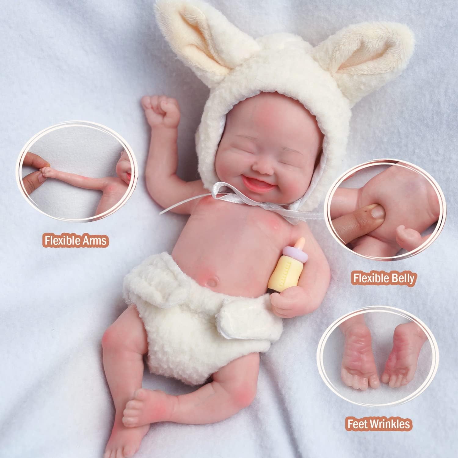 Retrok 8inch Mini Silicone Reborn Baby Dolls Boy Realistic Newborn Baby  Dolls with Feeding and Clothes Accessories Full Body Silicone Baby Doll for