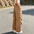 thumbnail image 6 of Aeguzox Womens Pants Elastic Waisted Outdoor Joggers Casual Loose Solid Color Cargo Pants with Multi-Pockets,Sizes S-2XL, 6 of 7