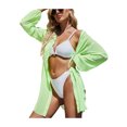 thumbnail image 1 of VISgogo Bikini de verano para mujer, vestido camisero largo suelto con cierre de botón de solapa de manga larga de Color sólido transparente VISgogo  moda, 1 of 5