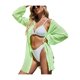 thumbnail image 1 of VISgogo Bikini de verano para mujer, vestido camisero largo suelto con cierre de botón de solapa de manga larga de Color sólido transparente VISgogo  moda, 1 of 5