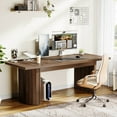 thumbnail image 4 of Tribesigns 78.74" Extra Long Executive Desk, Large Computer Office Desk with Wooden Double Pedestal, Rustic Farmhouse Study Writing Table Workstation for Home Office, Brown, 4 of 7