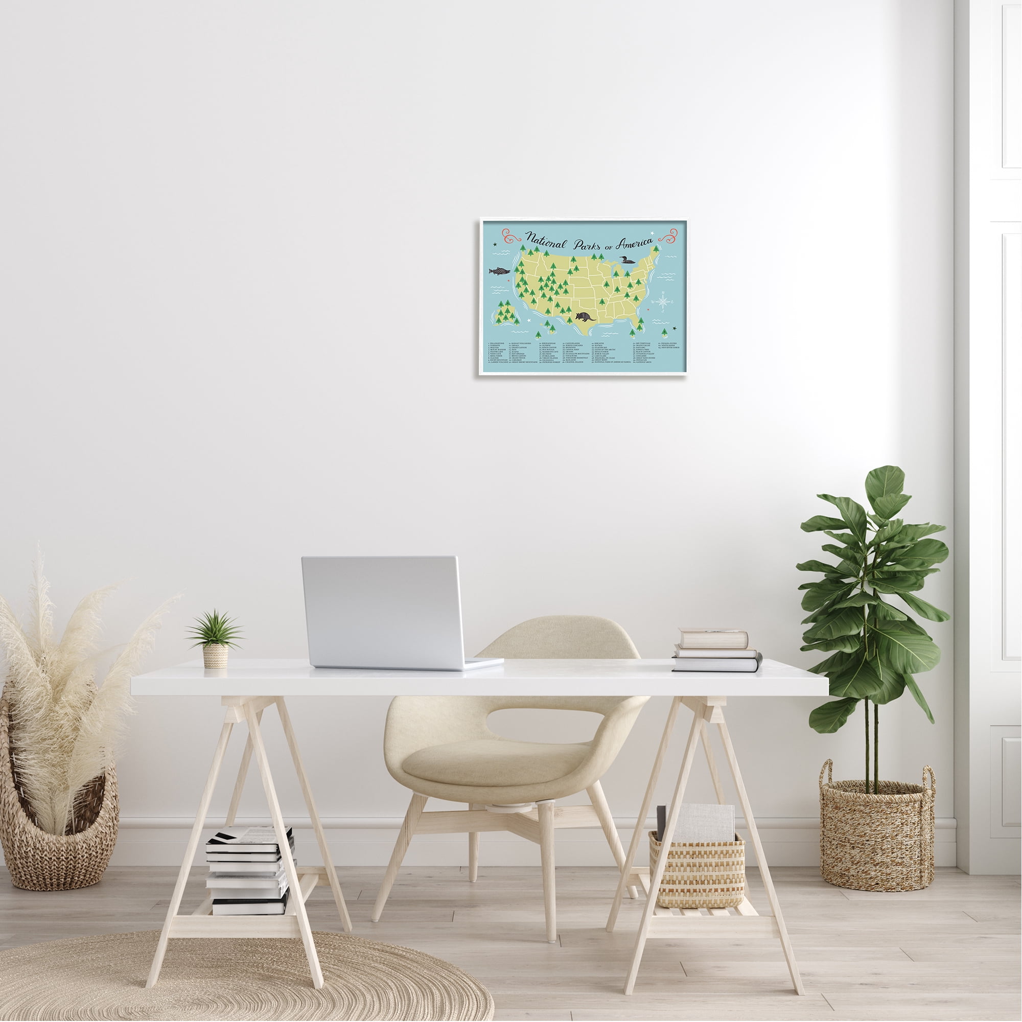 Stupell Industries National Parks Detailed Informative Map Diagram Framed Wall Art, 20 x 16, Design by Michael Buxton