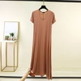 thumbnail image 2 of Asxite Womens Pajamas Solid Rayon Stretchy Breathable Crew Neck Short Sleeve Nightgowns, 2 of 5