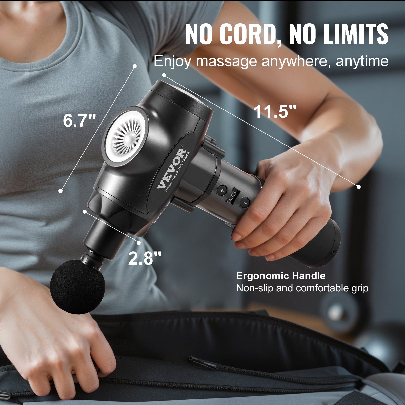 Deep Tissue Massage Gun 9 Speed Levels 6 Heads 24V 2500mAh Battery Percussion Muscle Massager for Athletes Pain Relief Muscle Relaxation