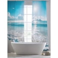 thumbnail image 5 of Summer Ocean Marine Waves Sheer Curtains 84 Inch Long 2 Panels, Modern Blue Ocean Light Filtering Rod Pocket Curtains, Sheer Voile Drapes for Living Room Bedroom, 52"x84", 5 of 8