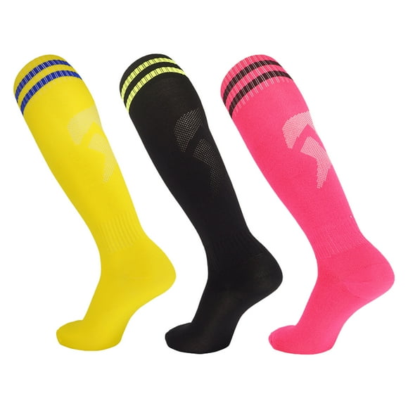Kids Knee High Soccer Socks - 3 Pairs Long Football Socks