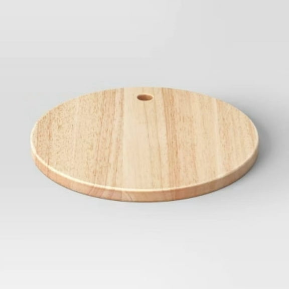 10"x10" Rubberwood Round Serving Platter Brown