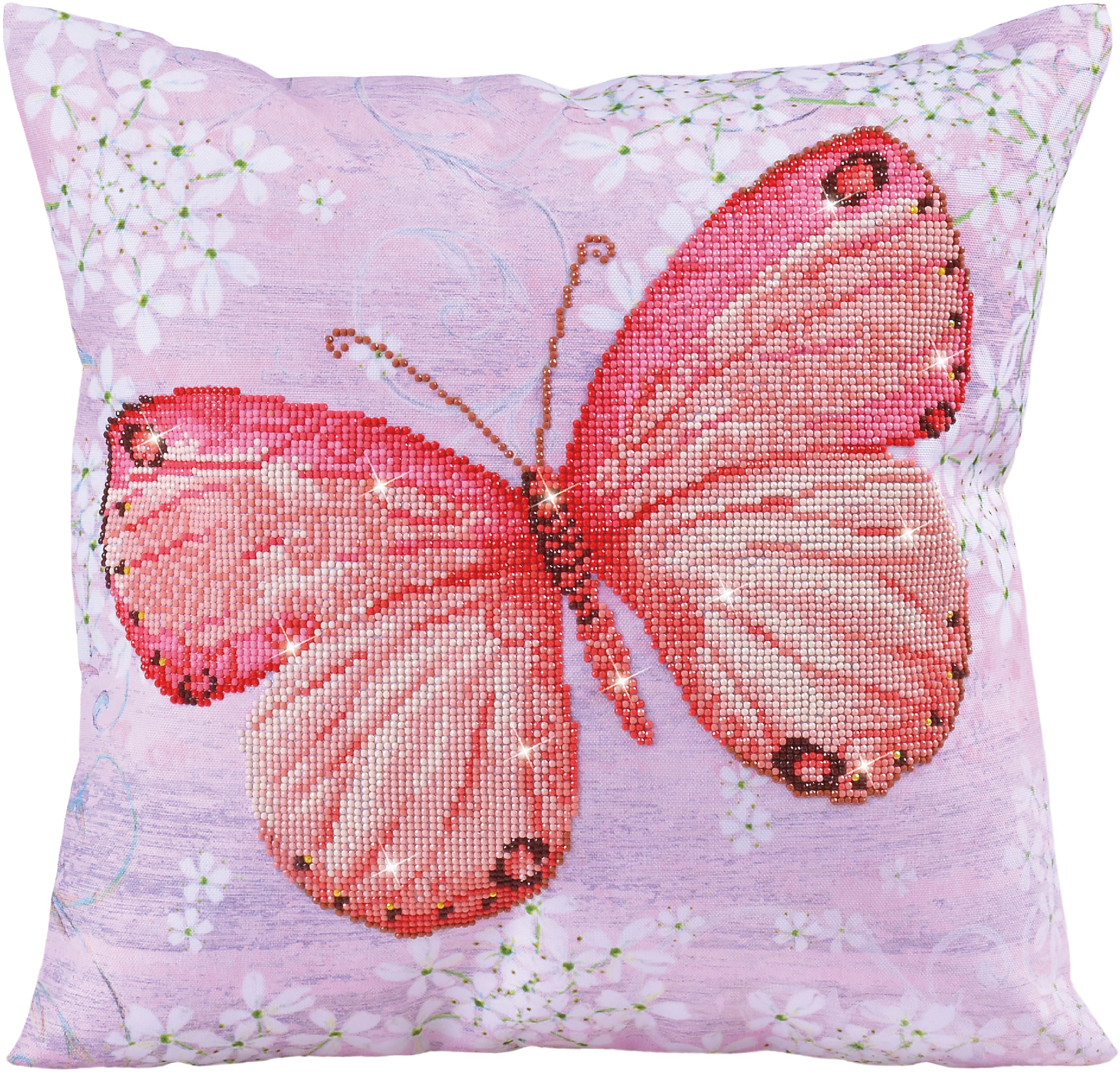 "Diamond Dotz Diamond Embroidery Pillow Facet Art KitPink Flutter 17.5