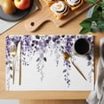 thumbnail image 2 of Purple Eucalyptus Leaves Placemats Set of 12 Summer Watercolor Leaf Place Mats Indoor Wipeable Table Mats Washable Cloth Dining Table Placemats for Kitchen Holiday Party Home Decor 13x19 Inch, 2 of 9