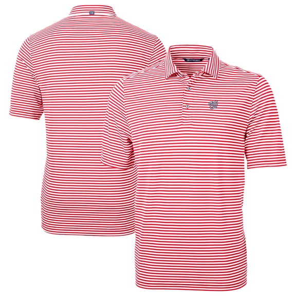 Men's Cutter & Buck Red Washington Nationals Virtue Eco Pique Stripe Recycled Polo