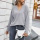 thumbnail image 5 of Suéter De Invierno, Lavar A Máquina Blusa De Mujer Cuello En V Transpirable Color Puro Con Bolsillo Para Oficina ANGGREK Otros, 5 of 8