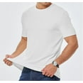 thumbnail image 2 of YATELLE Mens T-Shirt Casual Stretch Solid Crewneck Short Sleeve Tees Textured Shirts, 2 of 6