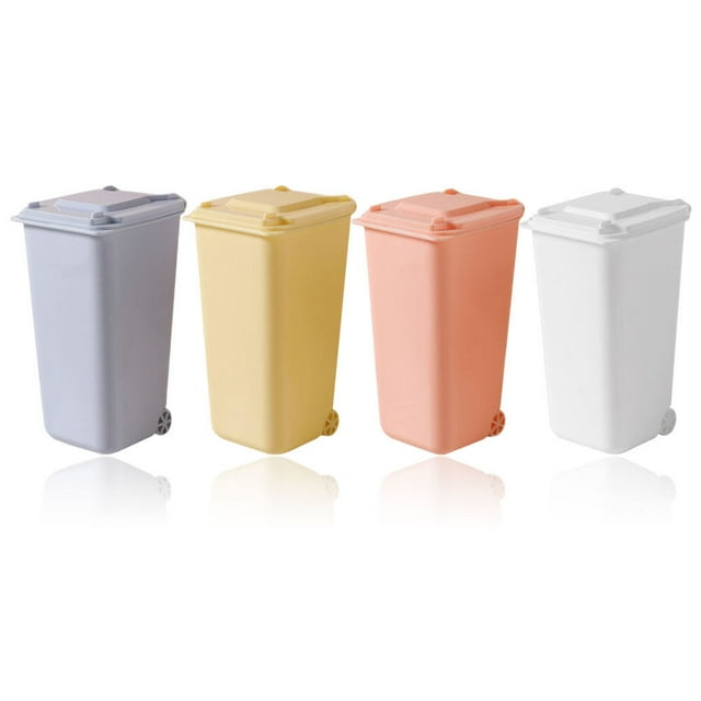 OULII 4pcs Mini Recycling Bin Plastic Square for Home Use Office Supplies Adults