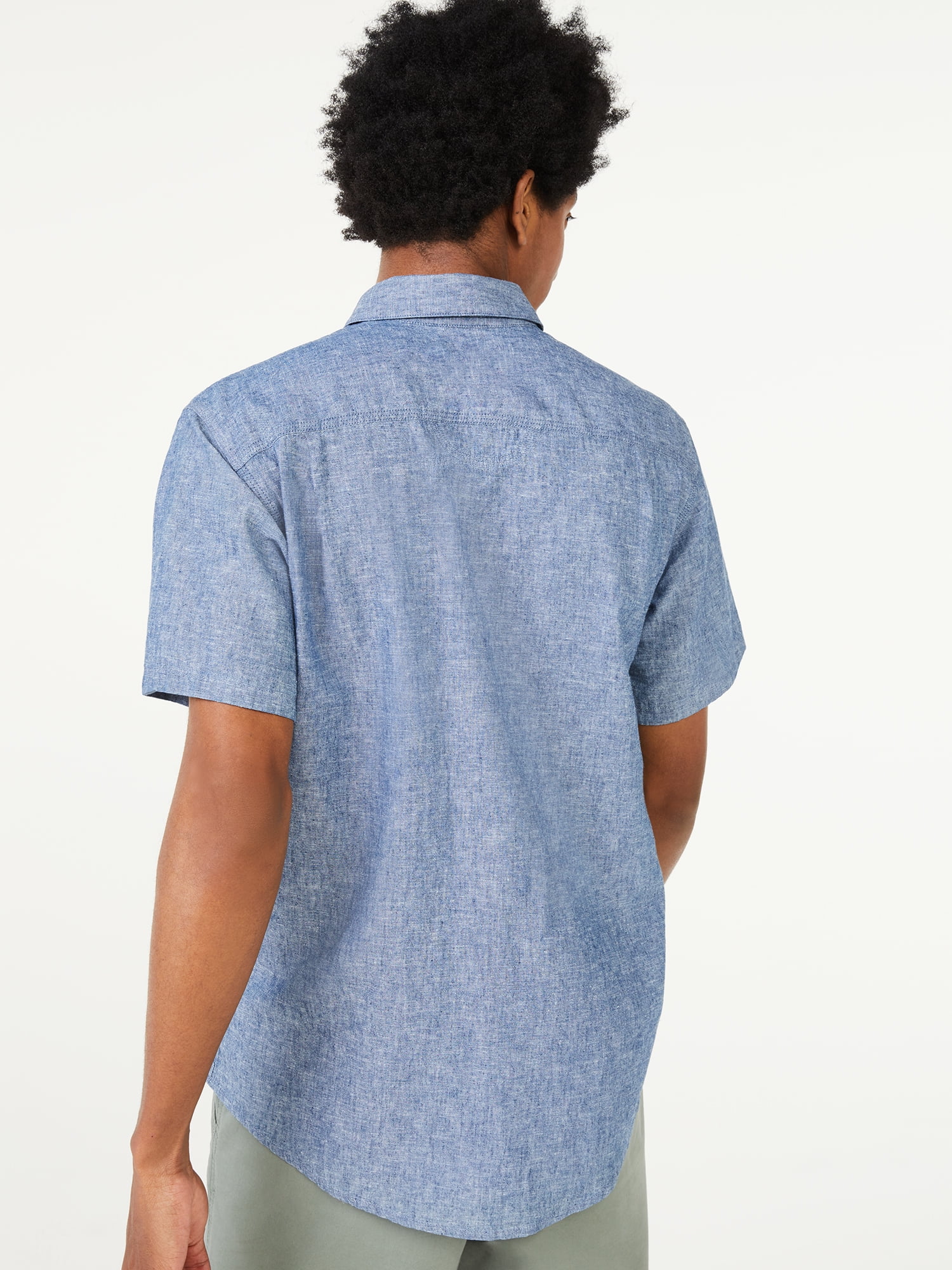 Free Assembly Men's Everyday Short Sleeve Chambray Shirt