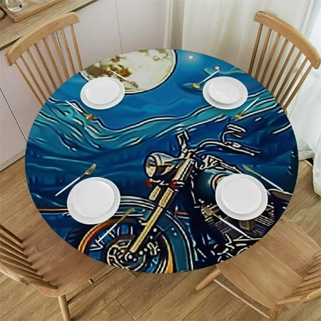 

Orinice Mountain Landscape Full Moon Round Table Cover Stain Resistant Washable Indoor Outdoor Tablecloth Kitchen Dining Wedding Parties 100% Polyester Fiber 38-42