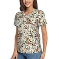 thumbnail image 2 of Xecao Mushroom Garnish for Women's V-Neck T-Shirts-Elegant Half-Sleeve Tops Perfect for Summer-Large, 2 of 5