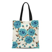 SIDONKU Canvas Bag Resuable Tote Grocery Shopping Bags Daisy in Small Cute Flowers of Antique Roses Rustic Chic Millefleurs Floral Fill Tote Bag