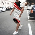 thumbnail image 2 of OJinShaWanO Suit Jacket Men Summer Printed Short Sleeve T Shirt Crew Neck Top Tether Shorts Suits, 2 of 7